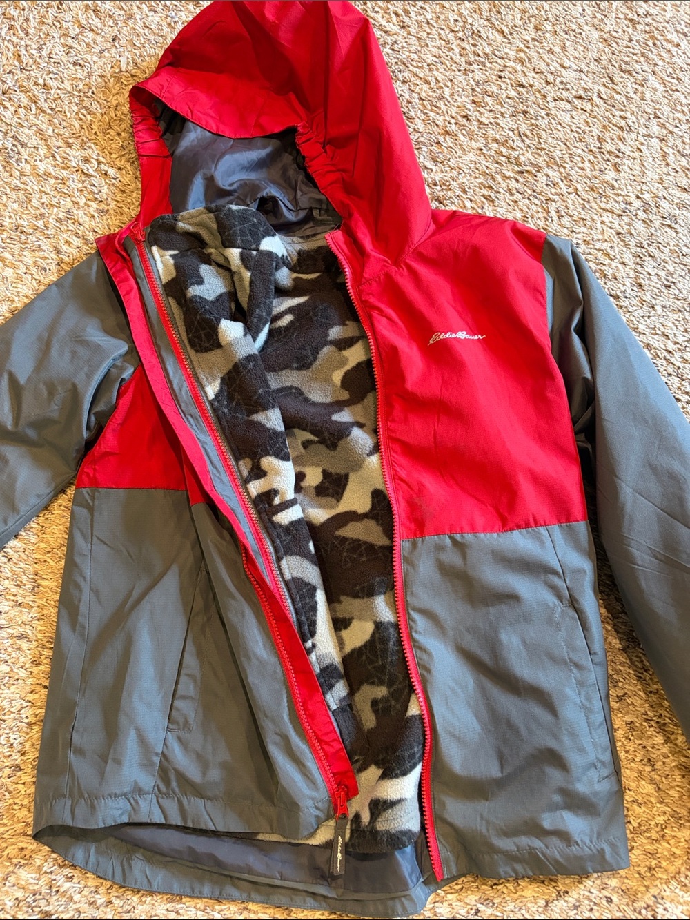 Eddie Bauer Kids' Red & Gray Hooded Jacket